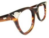 Vintage Tortoise 1950s- 60s American Optical Horn Rim Cat Eye Eyeglasses Frames