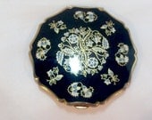 Vintage Green Floral Compact by Stratton with Sifter