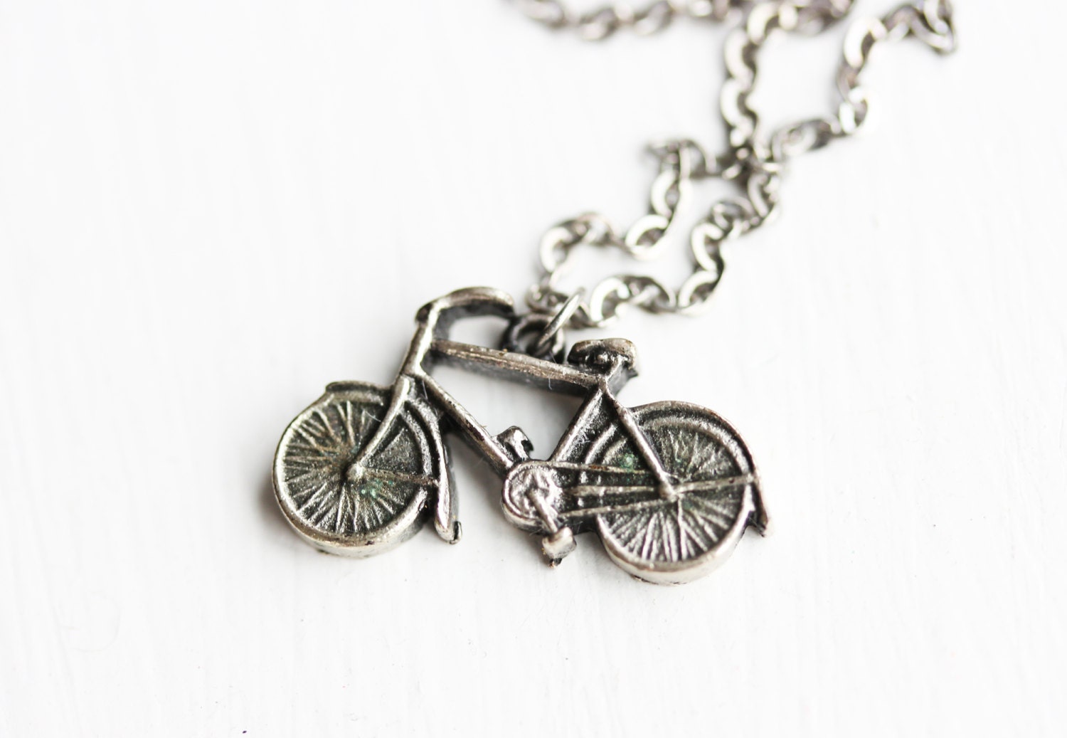Silver Bicycle Necklace