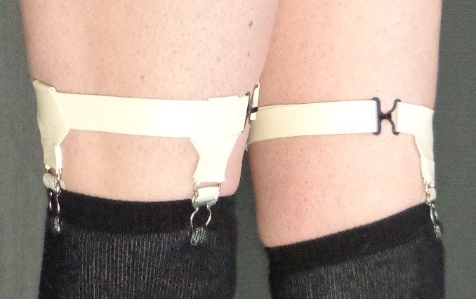 Sock Garters Adjustable White Latex Custom