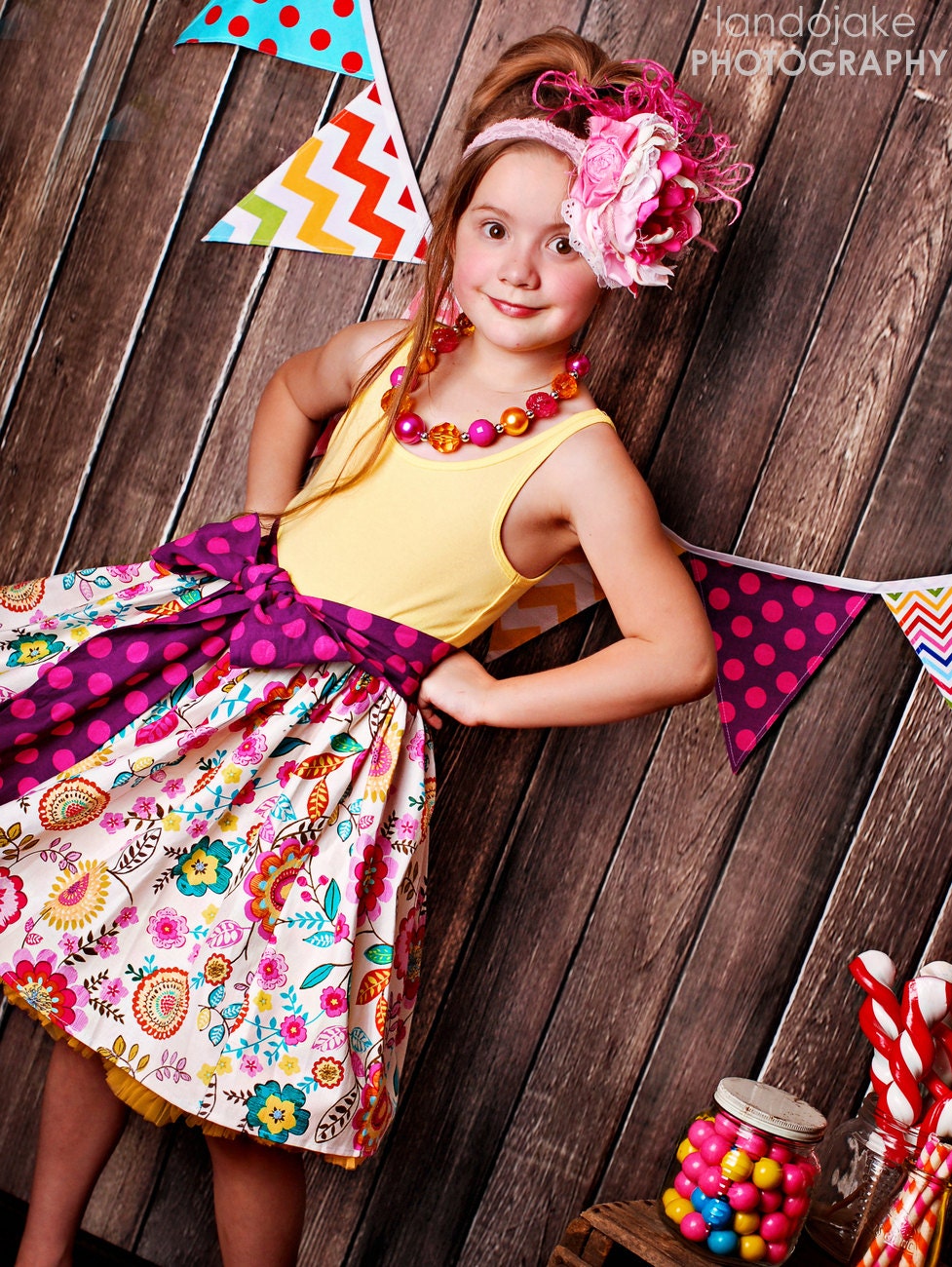 CANDIED FLOWERS tank dress from the Retro Sweets Shop collection 3T to 12 girls
