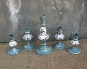 Upcycled - Vintage - Shabby Fab Floral Sprays - Candle Holder Set - Instant Collection - Cottage CHIC