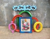 Upcycled - Funky Kitchy BOHO - Framed Crewel Art - Oval Picture Frame - CHIC Wall Art Collection