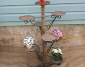 Vintage - Architectural - Unique - Rusty Crusty - Iron - Wood Display - Plant Stand - Prairie Rustic Farmhouse CHIC
