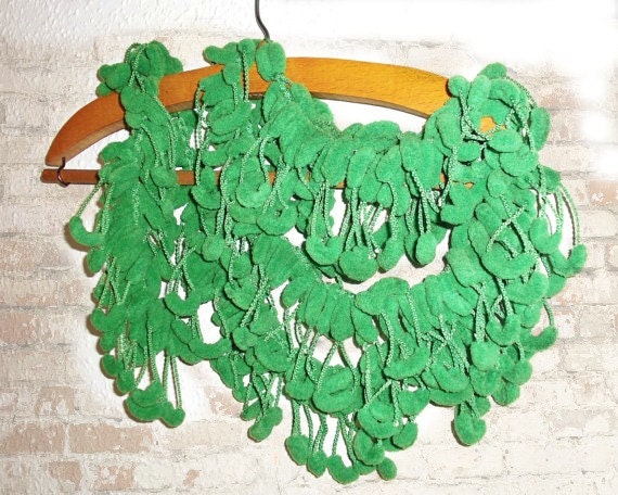 Velvet  Crochet scarf Grass Green  Fall  Autumn Winter  Christmas Fashion Accessories Mulberry  cocoon   Womens scarf