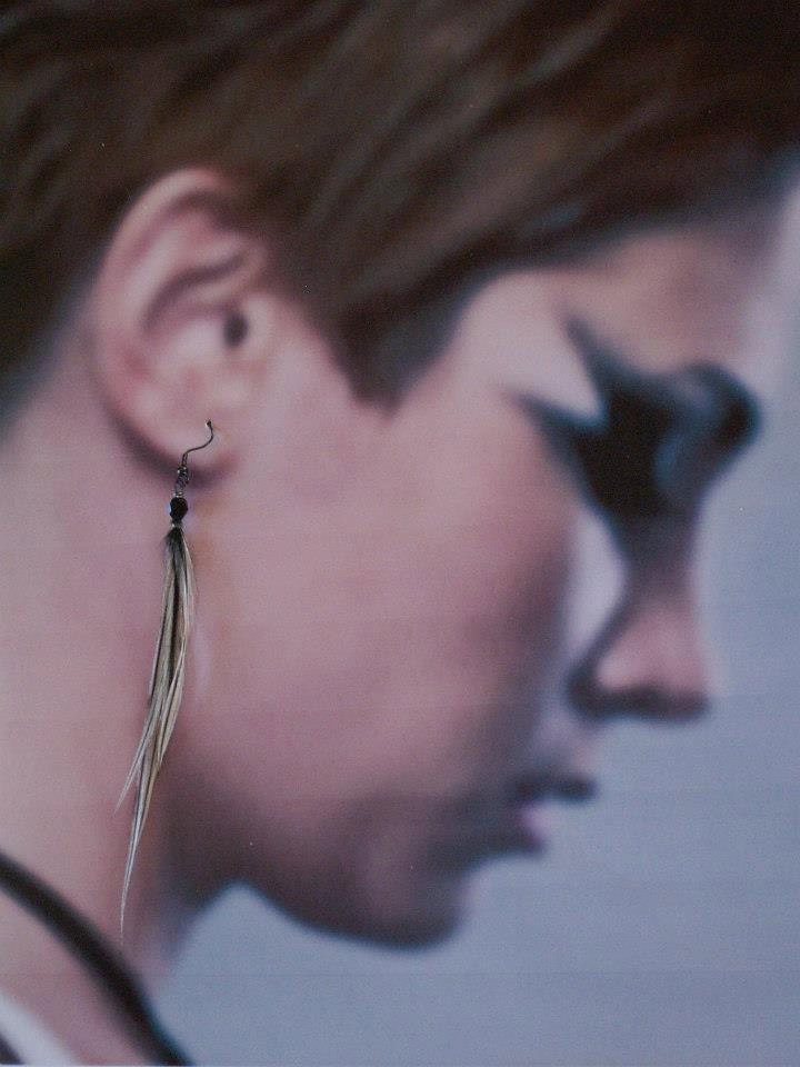 White and Black Feather Earrings