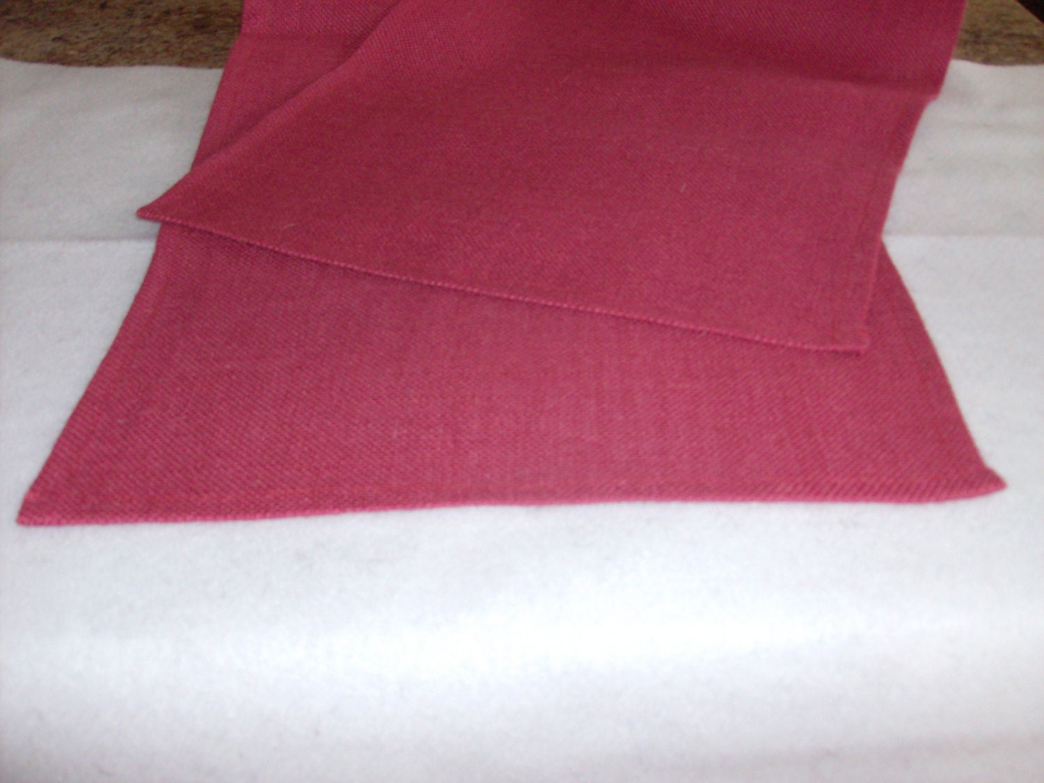 Burlap 14 X 80"  berry  color table runner  Hand wash