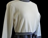 1960s Barnsville Navy Blue and White Plaid Vintage Dress