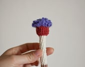 SALE Retro Spring Flower Crocheted Brooch - Playful Jewelry from My Garden - Lilac Violet Dark Pink White Beige - Vintage Wool  - OOAK