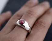 Ruby Star faceted solid silver ring