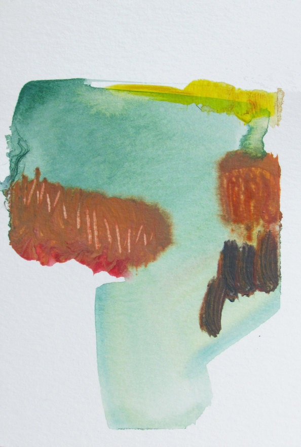 Expressive Abstract Painting,red, green 4 x 6"  ORIGINAL fine art -- "Painting 427"