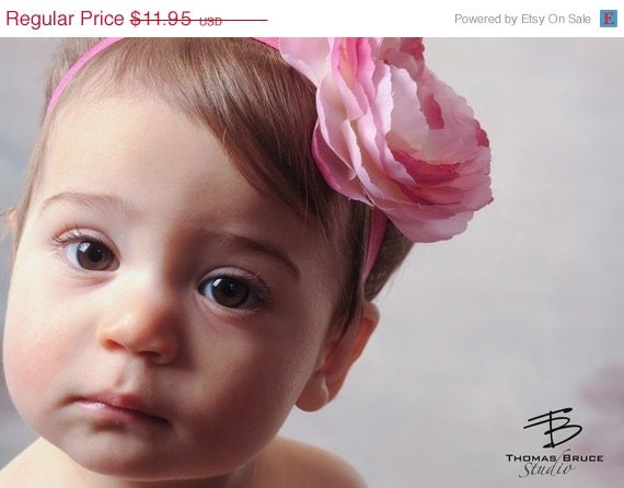 MEMORIAL DAY SALE Pink Baby Headband - Infant Headband - Newborn Headband - Toddler Headband - Photography Prop