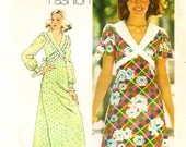 Vintage 1970s MOD Cross Bust MINI or MAXI Dress Pattern - 34 Bust - Size 12 - Simplicity 5430
