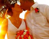 Silk Bridal Bouquet artificial wedding flowers Hot Pink Orange white roses Summer Destination Weddings made to order Idea bokay