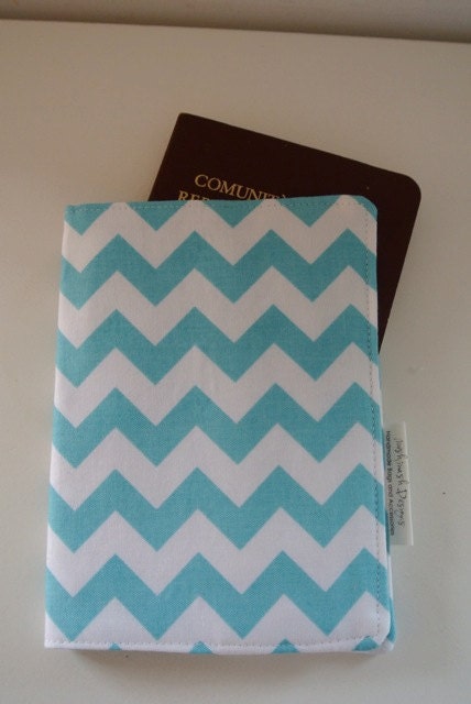Aqua Chevron Passport Cover/Holder