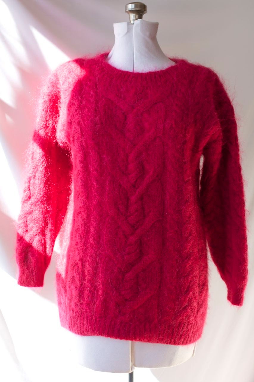 Vintage Forenza Sweater, 80s Mohair Cable Knit Jumper