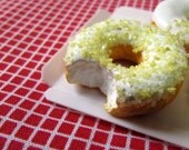 Miniature Donut - Bitten Yellow Sugar -1/3 Scale for BJD, SD, American Girl, Resin Dolls etc