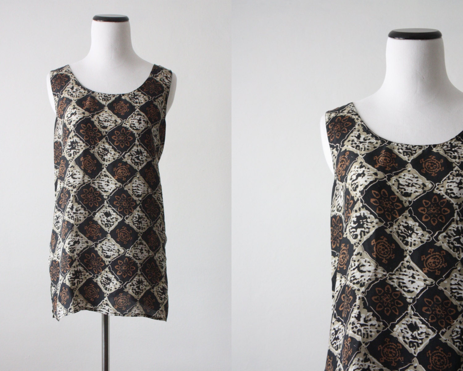 vintage silk print tank