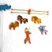 Vintage Hand Painted Wood Baby Crib Safari Animal Mobile