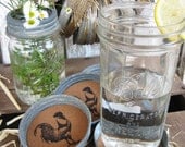 Canning Jar Coasters - "Rooster" - Wide Mouth Lids - Fits any Wide Mouth Jar - Mason jars - Farmhouse Weddings