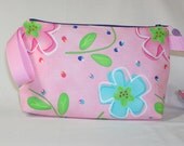 Stenciled Flowers on Pink Tall Mia Bag
