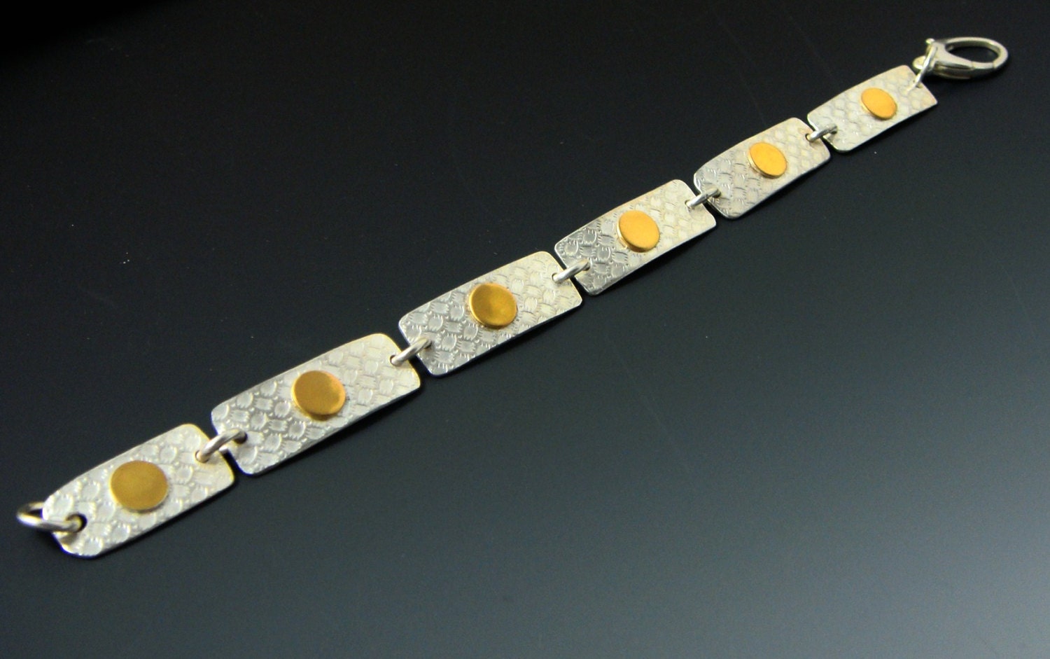 Linked In, sterling silver, 22k gold bi-metal linked bracelet, handcrafted artisan jewelry by jewelrybyfrancine on etsy