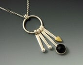 Fork in the Road, upcycled sterling silver, gold and onyx necklace, handcrafted artisan jewelry by jewelrybyfrancine on etsy