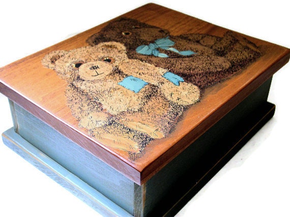 Painted Furniture Teddy Bear Storage Box Distressed Farmhouse Cottage