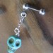 Turquoise Skull Charm Cartilage Stud Bar Helix Cartilage Tragus