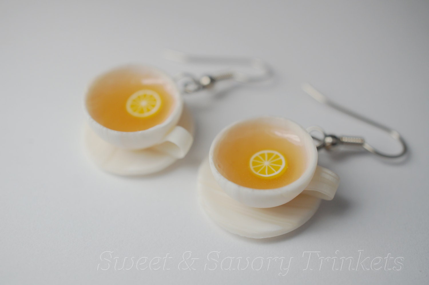 Cup of Tea Earrings, Miniature Food Jewelry, Polymer Clay Food Earrings