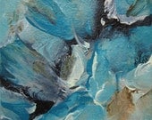 Original Mixed Media Art Miniature Abstract Painting. Musing 70. Turquoise