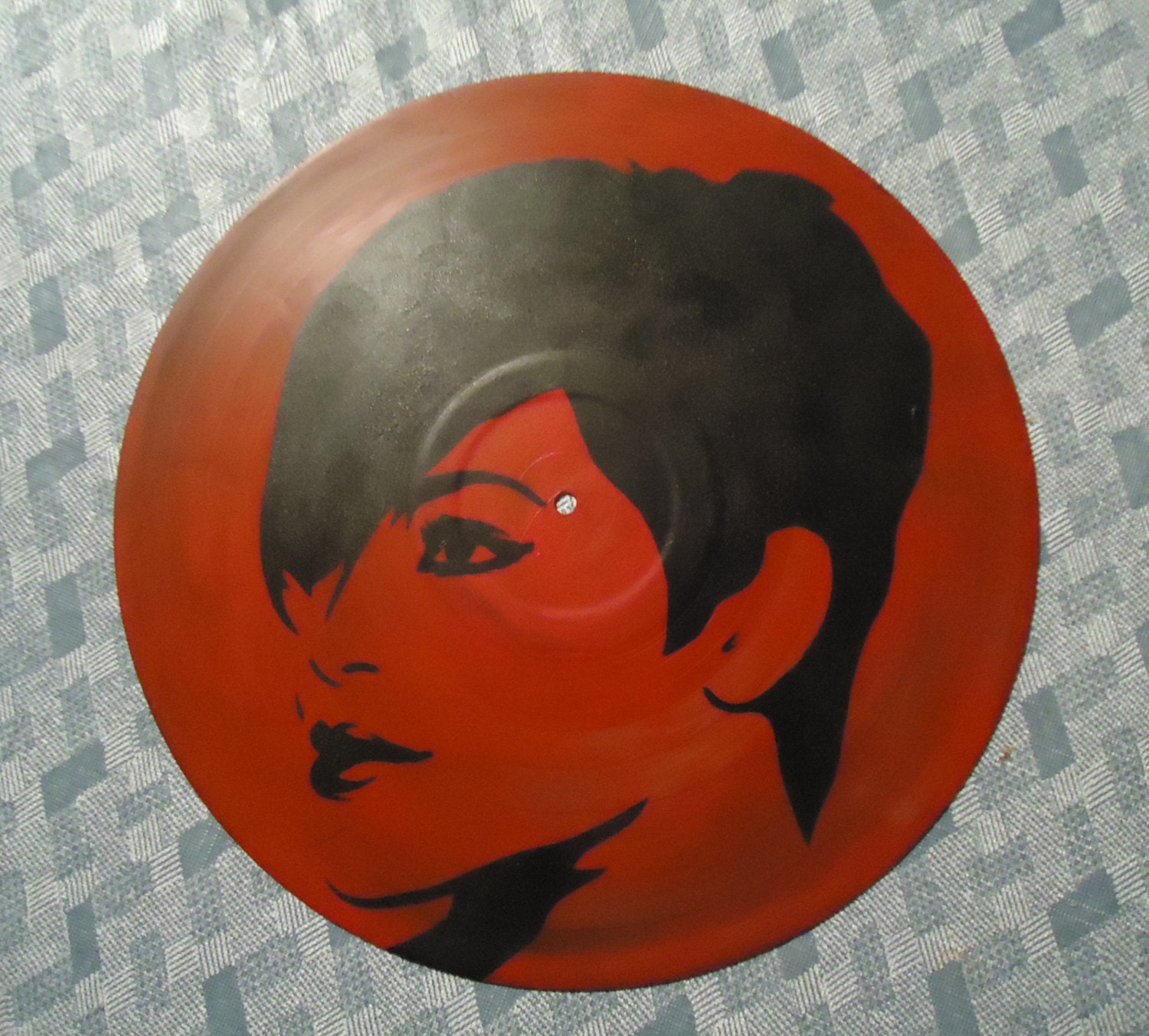 Rihanna Portrait Painted Vinyl Record