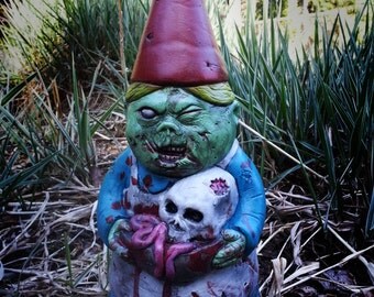 Zombie Garden Gnome, "Mrs. Dead" Cast Concrete