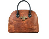 Leather Handbag - Leather Purse with Antique Hardware - Black and Tan Equestrian Style Two Tone