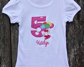 Kitty Appliqued Balloon Birthday Shirt