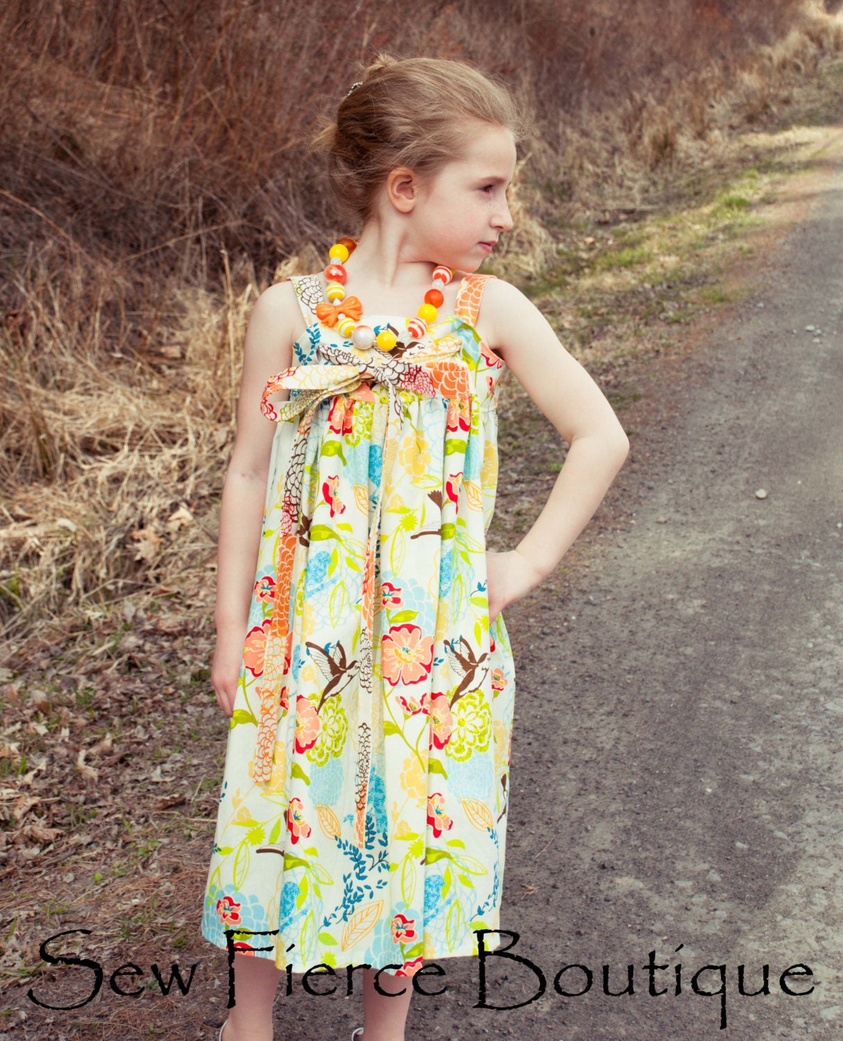 Girls Hummingbird Summer Tie Front Dress Size 6
