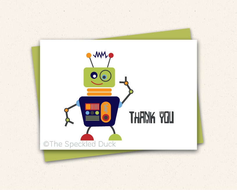 Friendly Robot - Set of 12 Folded Notes Il_570xn