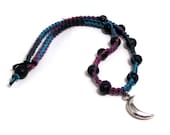 Black & Berry Crescent Moon Hemp Necklace