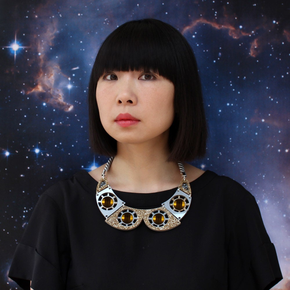 Celestial collar necklace gold Swarovski crystals