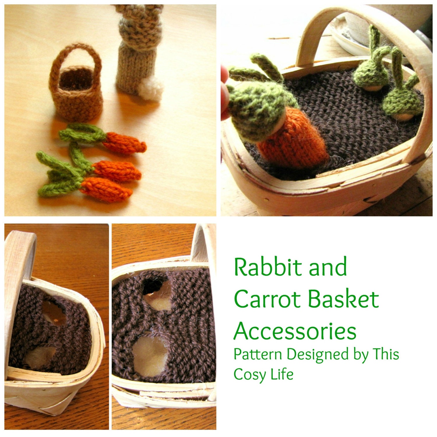 Rabbit and Carrot Basket Accessory KNITTING PATTERN