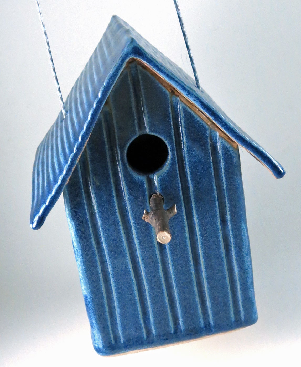 Pottery Bird House - Tin Pan Alley Ceramic Birdhouse in Cornflower Blue - 279