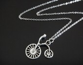 Bicycle Necklace in Antique Silver