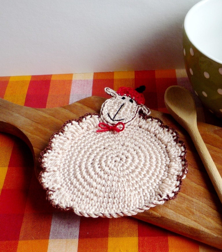 Crochet Sheep Coaster Pattern II, DIY