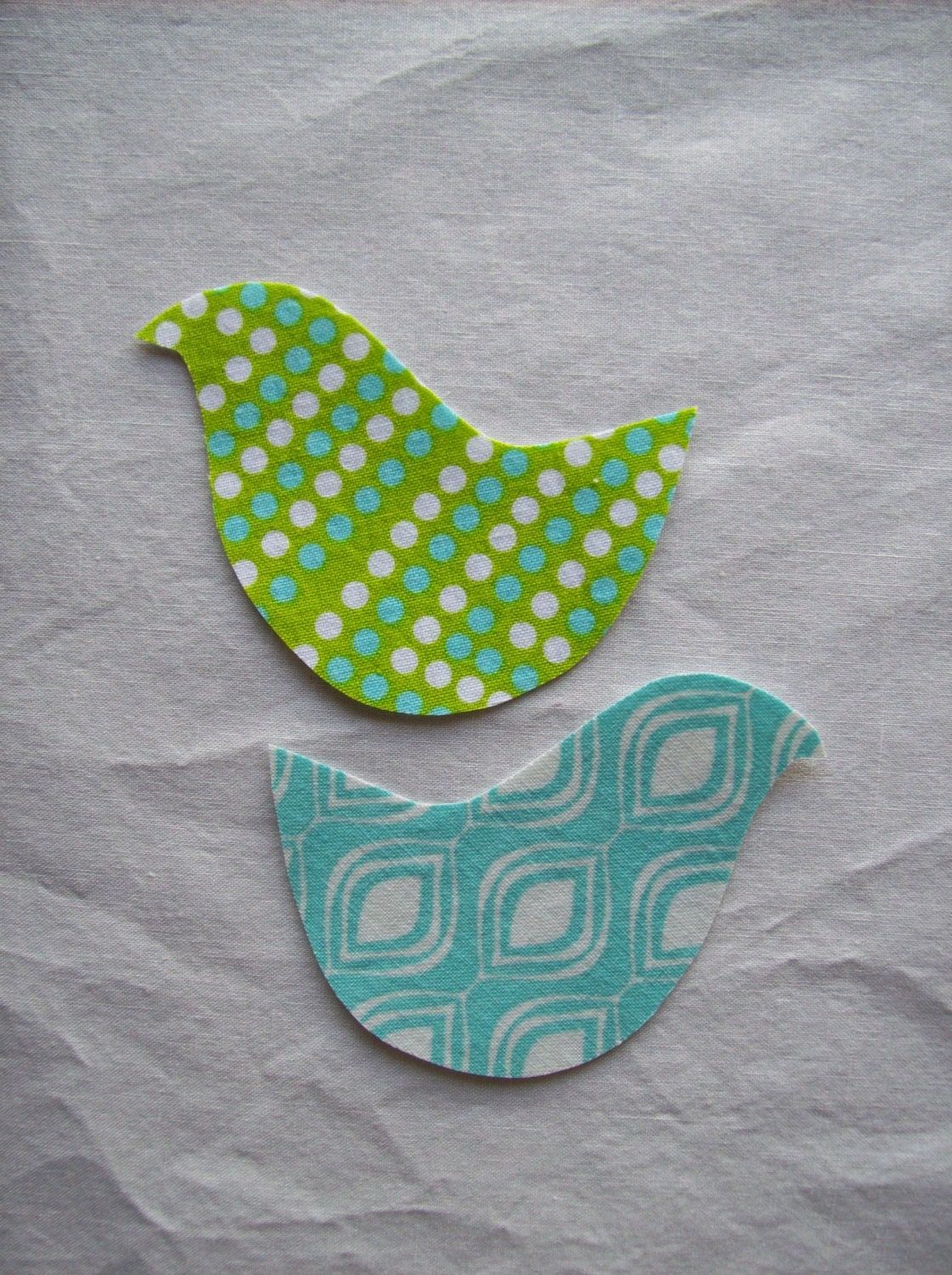 2 Small Fabric Iron On Bird Appliques