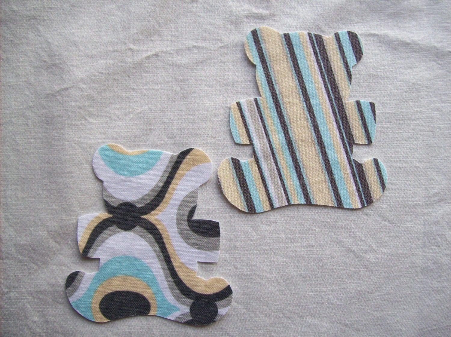 2 Small Fabric Iron On Teddy Bear Appliques
