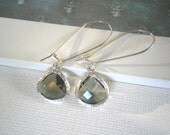 Silver Framed Glass, Gray Earrings, Best Friend, Minimalist Jewelry, Modern, Birthday, Sister, Mother