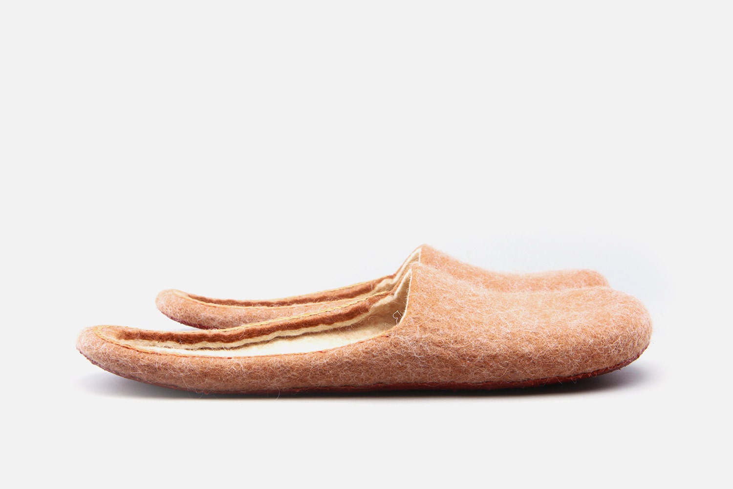In cinnamon" Felted wool slippers Made to Order