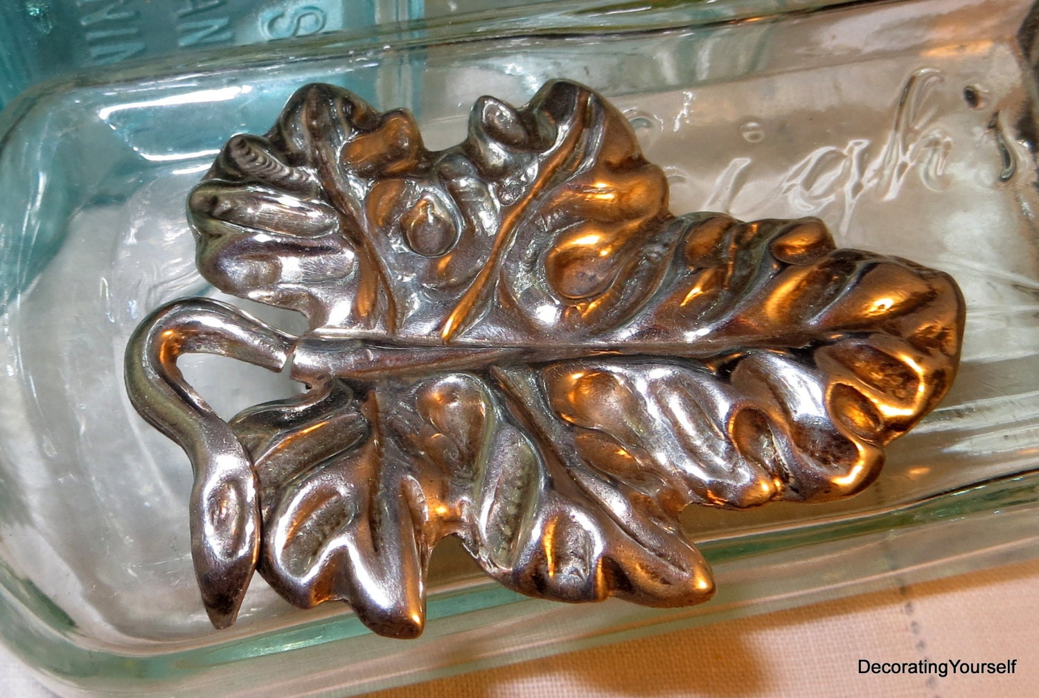 1930s Mexico Sterling Silver Large Leaf Brooch 16g.