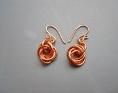 Simple Solid Copper Flower Mobius Chainmaille Chainmail Earrings