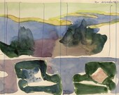 Study no 90- original watercolor on vintage paper